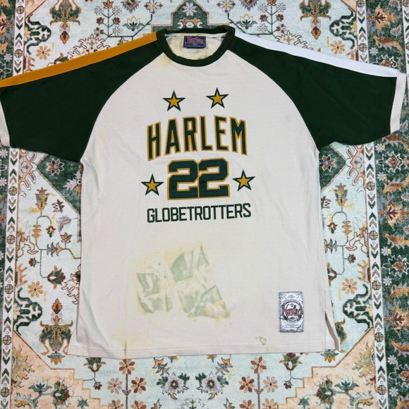 Harlem Globetrotters Basketball Jersey Number 22 Green Yellow Vintage Mens - Picture 1 of 5